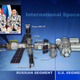 The Expedition 63 crew and a diagram of the ISS, showing its various modules, including the Zvezda module.
